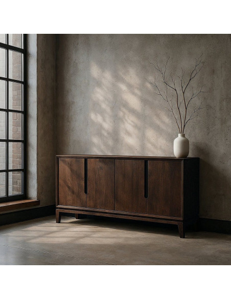 Grand Buffet enfilade moderne Bas 4 portes en Bois de manguier Marron Kilian - 2