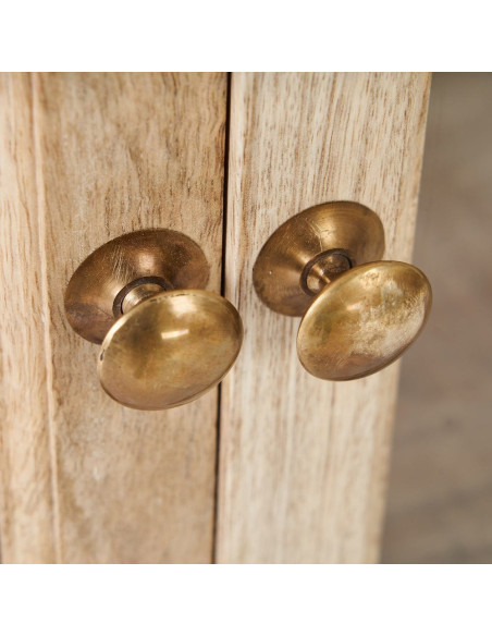 Buffet Vitrine rustique chic Bas 2 portes 3 étagères en Bois de manguier Naturel Verre Transparent Cala - 7