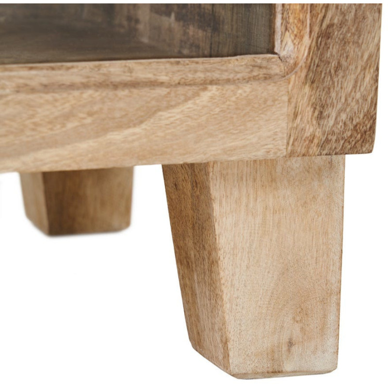 Buffet Vitrine rustique chic Bas 2 portes 3 étagères en Bois de manguier Naturel Verre Transparent Cala - 8