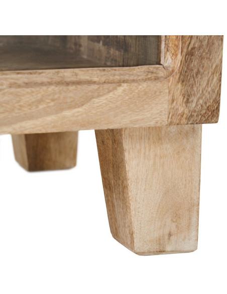 Buffet Vitrine rustique chic Bas 2 portes 3 étagères en Bois de manguier Naturel Verre Transparent Cala - 8