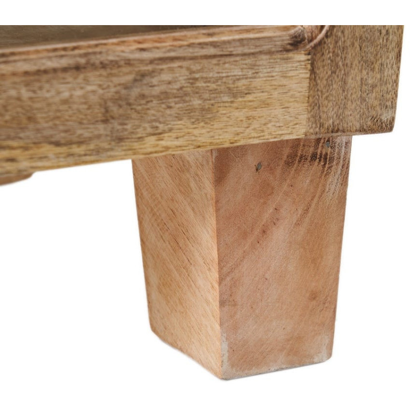 Buffet Vitrine rustique chic Bas 2 portes 2 étagères en Bois de manguier Naturel Verre Transparent Cala - 7