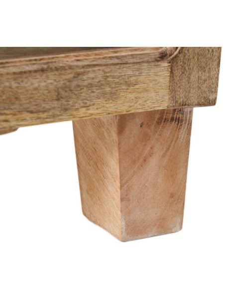 Buffet Vitrine rustique chic Bas 2 portes 2 étagères en Bois de manguier Naturel Verre Transparent Cala - 7