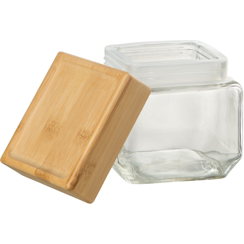 Pot avec couvercle 780 ml Brad en Verre Transparent Bambou Naturel - 3