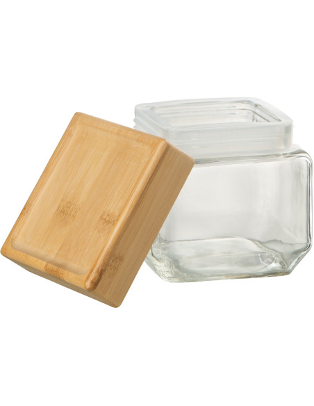 Pot avec couvercle 780 ml Brad en Verre Transparent Bambou Naturel - 3