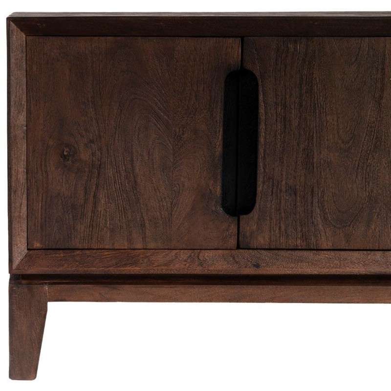 Grand Meuble télé moderne 4 portes 1 tiroir 1 niche en Bois de manguier Marron Kilian - 3