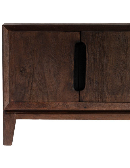 Grand Meuble télé moderne 4 portes 1 tiroir 1 niche en Bois de manguier Marron Kilian - 3