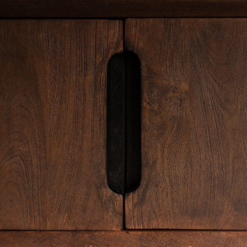 Grand Meuble télé moderne 4 portes 1 tiroir 1 niche en Bois de manguier Marron Kilian - 7