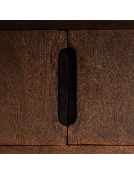 Grand Meuble télé moderne 4 portes 1 tiroir 1 niche en Bois de manguier Marron Kilian - 7