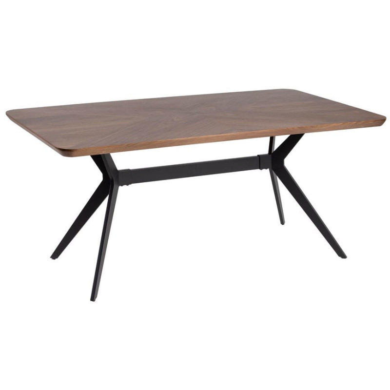 Table à manger moderne chic Rectangulaire 8 personnes en Bois MDF Marron Métal Noir Taraz - 1