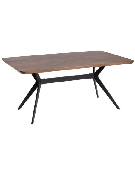 Table à manger moderne chic Rectangulaire 8 personnes en Bois MDF Marron Métal Noir Taraz - 1