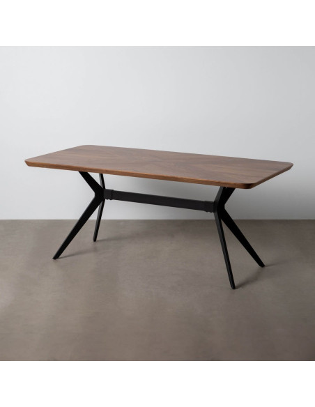 Table à manger moderne chic Rectangulaire 8 personnes en Bois MDF Marron Métal Noir Taraz - 10