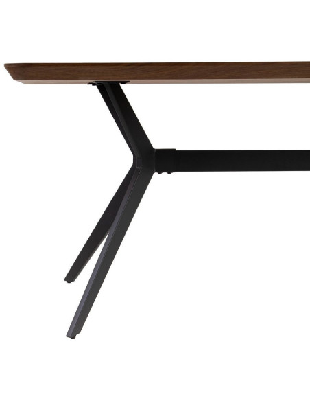Table à manger moderne chic Rectangulaire 8 personnes en Bois MDF Marron Métal Noir Taraz - 3