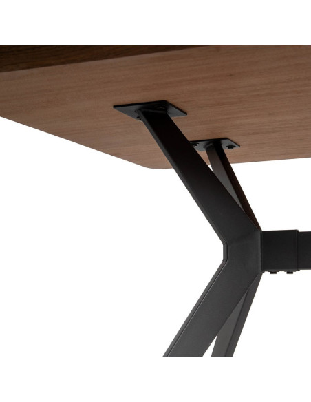 Table à manger moderne chic Rectangulaire 8 personnes en Bois MDF Marron Métal Noir Taraz - 4