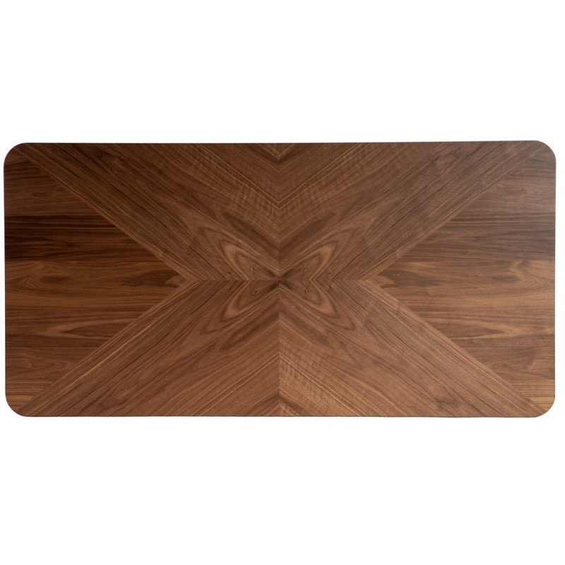 Table à manger moderne chic Rectangulaire 8 personnes en Bois MDF Marron Métal Noir Taraz - 6