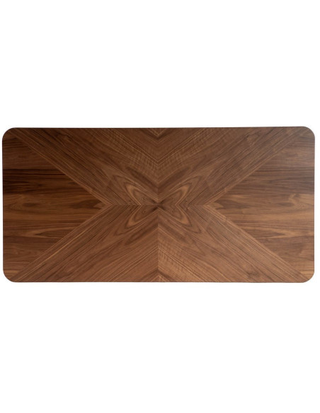 Table à manger moderne chic Rectangulaire 8 personnes en Bois MDF Marron Métal Noir Taraz - 6