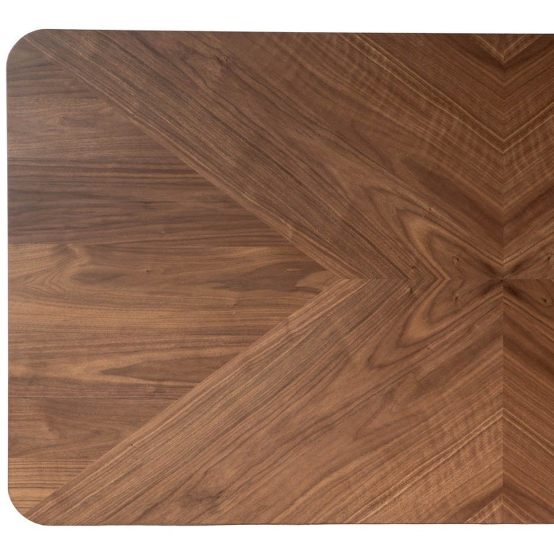 Table à manger moderne chic Rectangulaire 8 personnes en Bois MDF Marron Métal Noir Taraz - 7