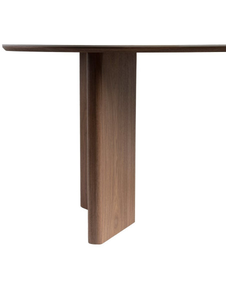 Table à manger moderne chic Ovale 6 personnes en Bois MDF Marron Céramique Blanc Effet marbre Leiza - 3