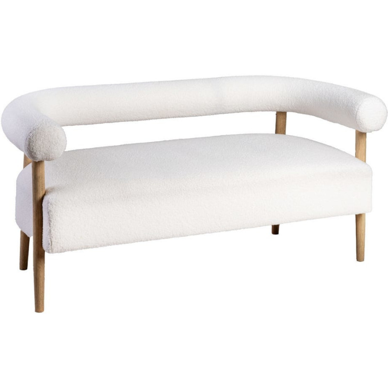 Canapé moderne chic Bouclette 2 places en Tissu Beige Bouclé Bois d'hévéa Naturel Fago - 1