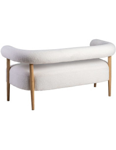 Canapé moderne chic Bouclette 2 places en Tissu Beige Bouclé Bois d'hévéa Naturel Fago - 3