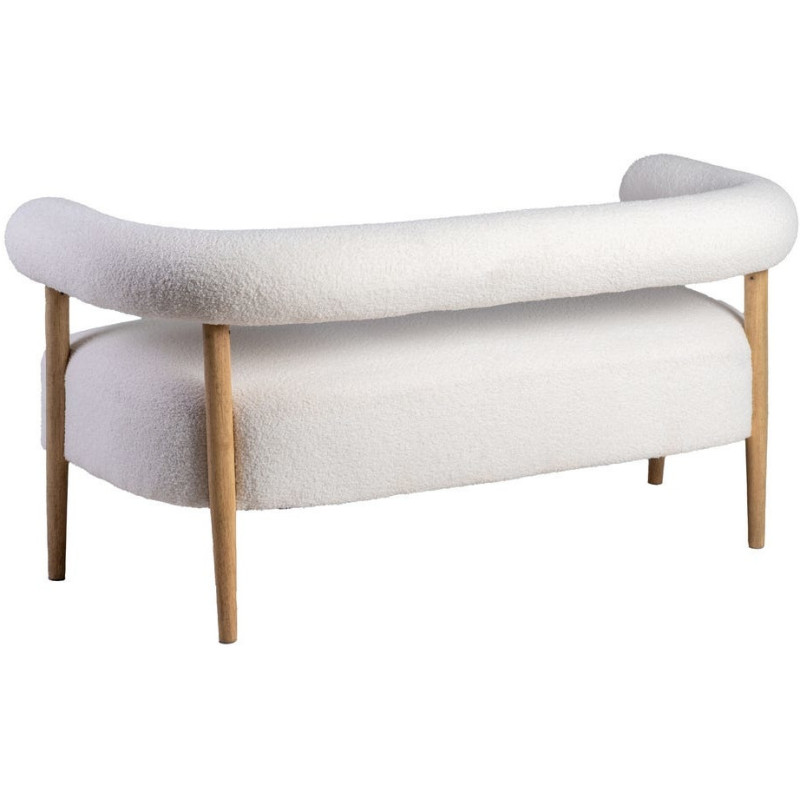Canapé moderne chic Bouclette 2 places en Tissu Beige Bouclé Bois d'hévéa Naturel Fago - 3