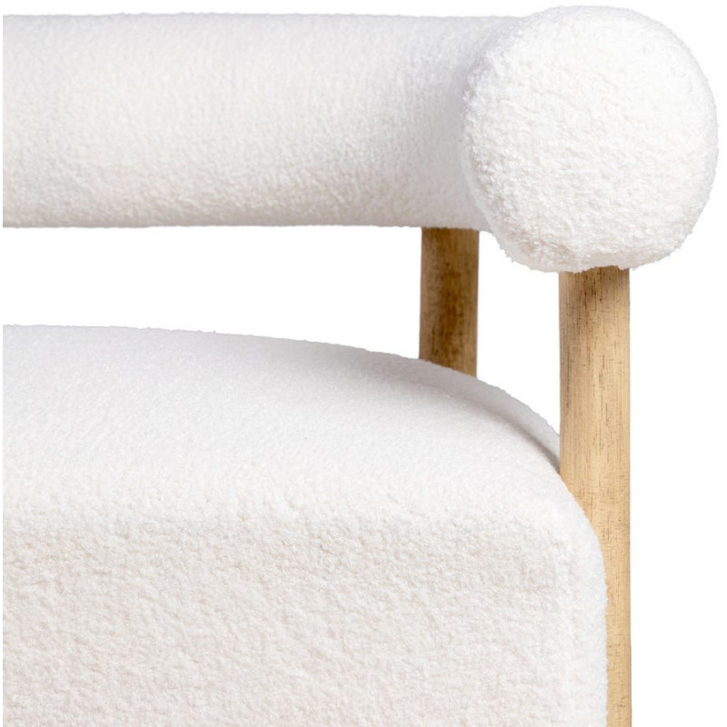 Canapé moderne chic Bouclette 2 places en Tissu Beige Bouclé Bois d'hévéa Naturel Fago - 4