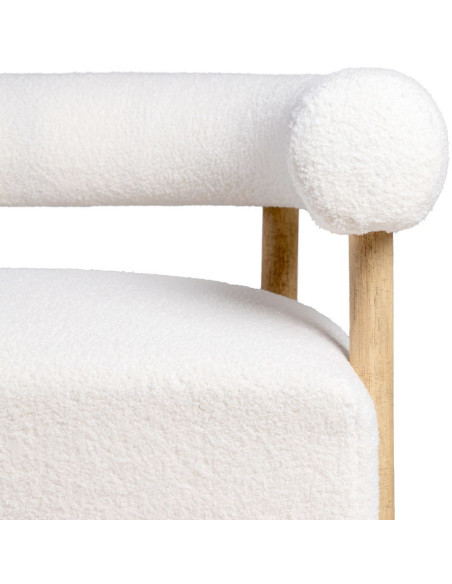 Canapé moderne chic Bouclette 2 places en Tissu Beige Bouclé Bois d'hévéa Naturel Fago - 4