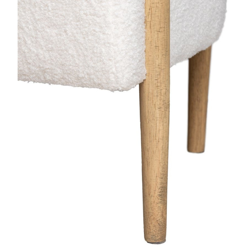Canapé moderne chic Bouclette 2 places en Tissu Beige Bouclé Bois d'hévéa Naturel Fago - 5
