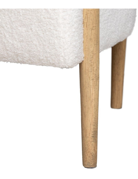Canapé moderne chic Bouclette 2 places en Tissu Beige Bouclé Bois d'hévéa Naturel Fago - 5