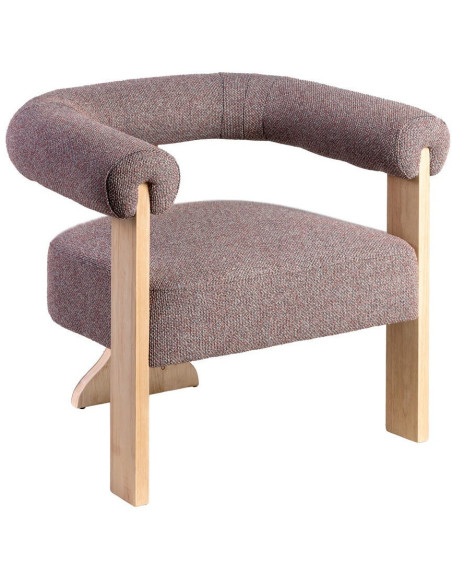 Fauteuil design chic en Tissu Gris rose Chiné Bois multplis Naturel Samos - 1