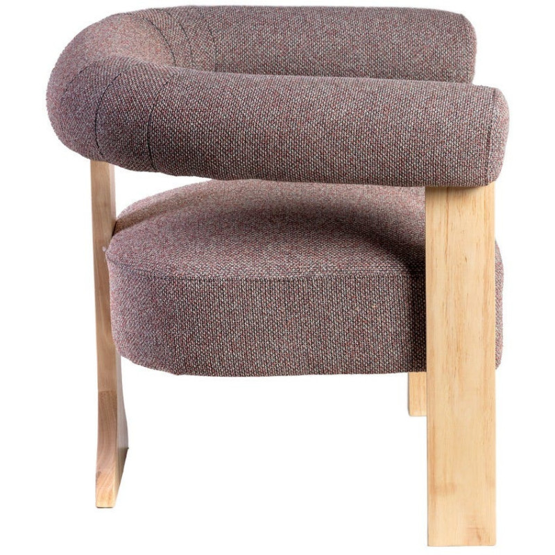 Fauteuil design chic en Tissu Gris rose Chiné Bois multplis Naturel Samos - 3