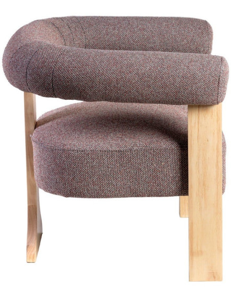 Fauteuil design chic en Tissu Gris rose Chiné Bois multplis Naturel Samos - 3