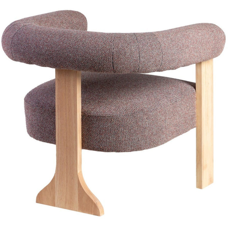 Fauteuil design chic en Tissu Gris rose Chiné Bois multplis Naturel Samos - 4