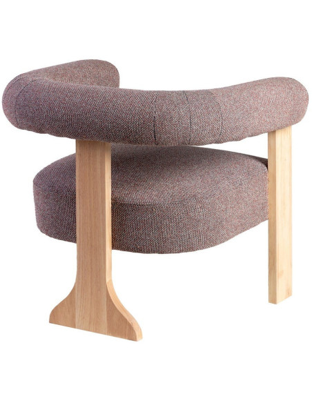 Fauteuil design chic en Tissu Gris rose Chiné Bois multplis Naturel Samos - 4