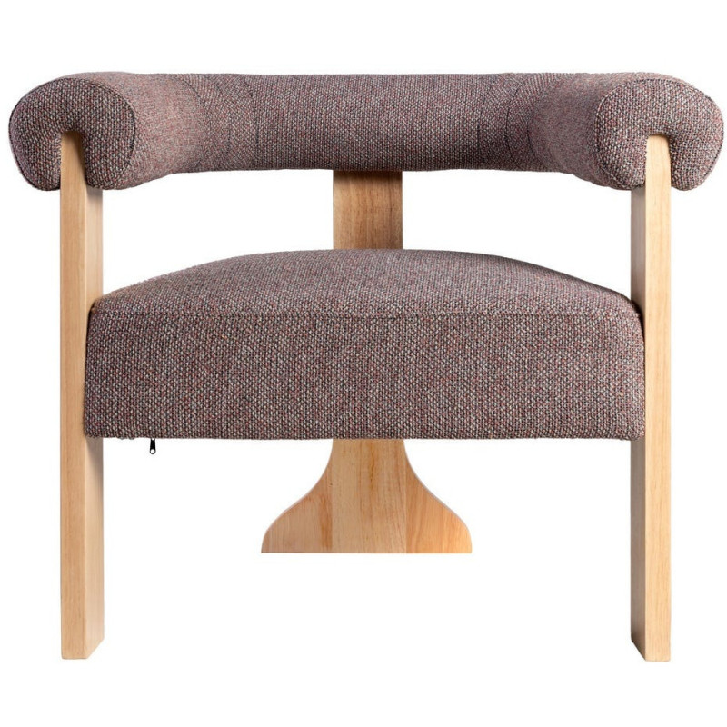Fauteuil design chic en Tissu Gris rose Chiné Bois multplis Naturel Samos - 5