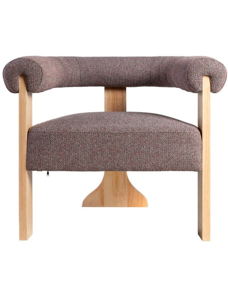 Fauteuil design chic en Tissu Gris rose Chiné Bois multplis Naturel Samos - 5
