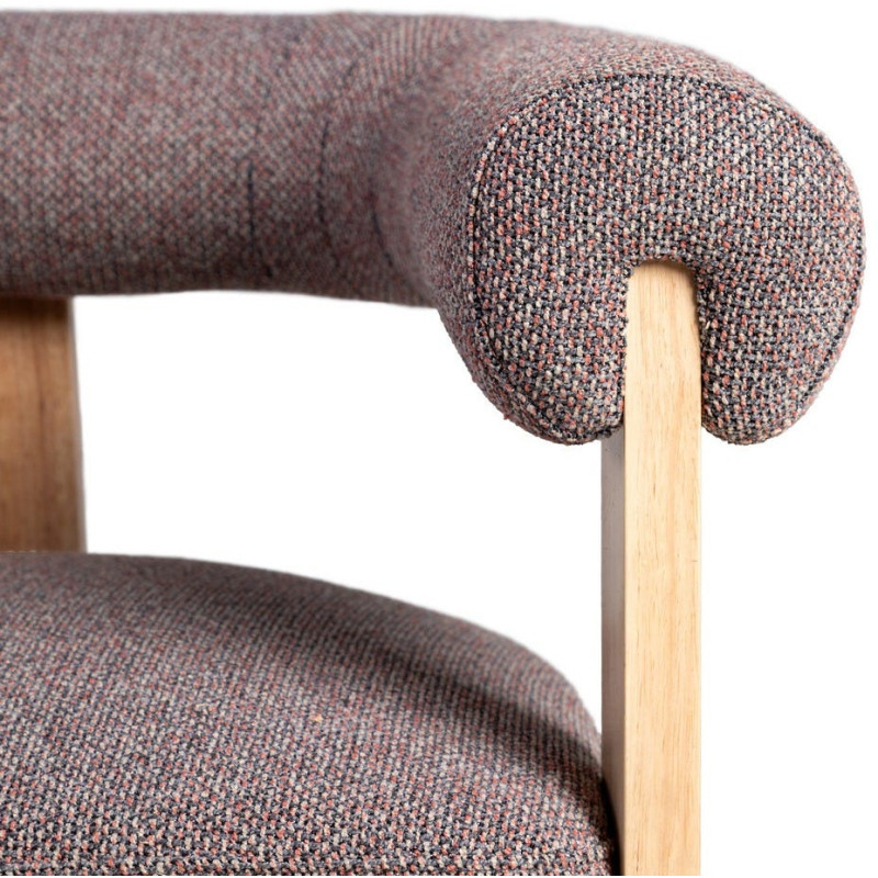 Fauteuil design chic en Tissu Gris rose Chiné Bois multplis Naturel Samos - 6