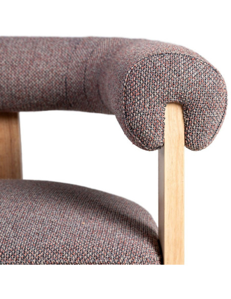 Fauteuil design chic en Tissu Gris rose Chiné Bois multplis Naturel Samos - 6