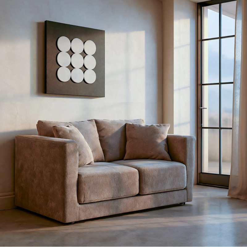 Canapé moderne chic 2 places en Tissu Taupe vieilli Bois Gorm - 2
