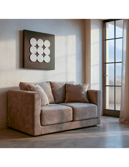 Canapé moderne chic 2 places en Tissu Taupe vieilli Bois Gorm - 2