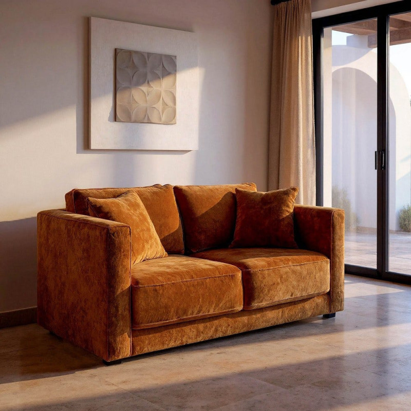 Canapé moderne chic 2 places en Tissu Jaune ocre Bois Gorm - 2