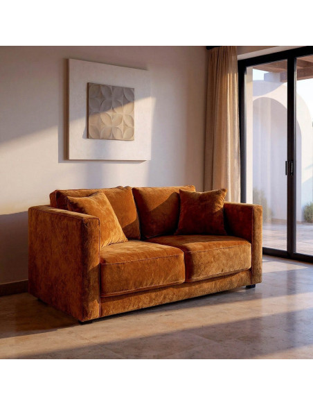 Canapé moderne chic 2 places en Tissu Jaune ocre Bois Gorm - 2