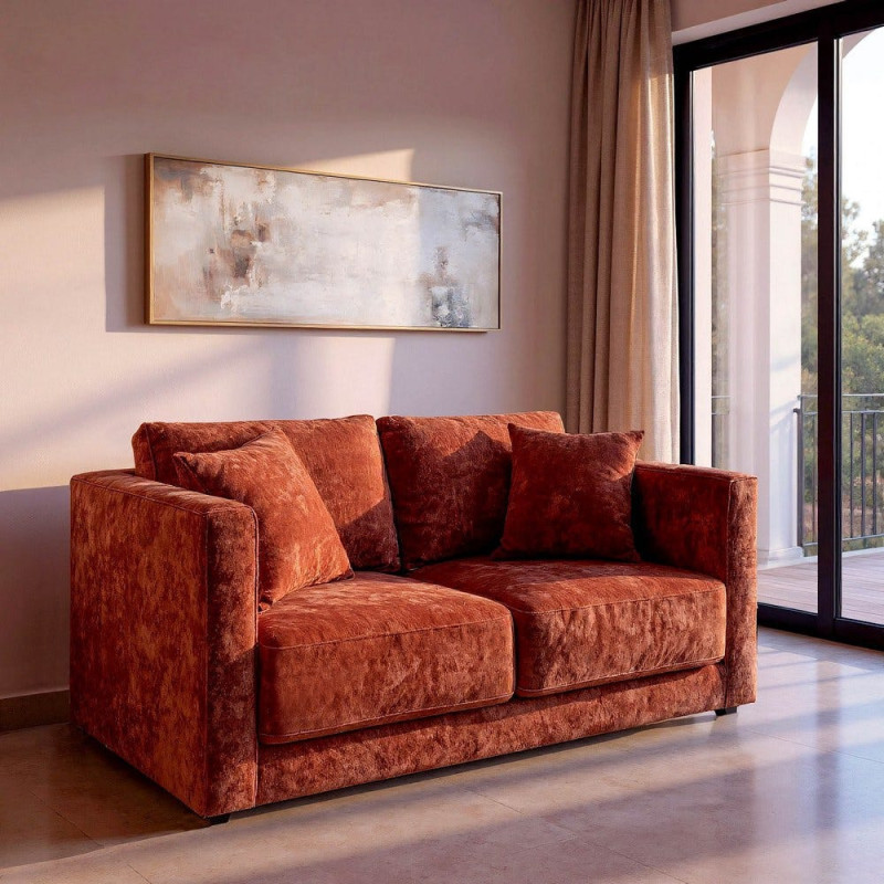 Canapé moderne chic 2 places en Tissu Terracotta Bois Gorm - 2