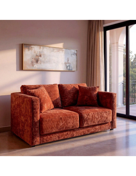 Canapé moderne chic 2 places en Tissu Terracotta Bois Gorm - 2