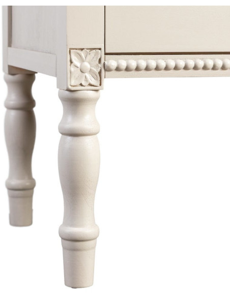 Chevet romantique chic 3 tiroirs en Bois de pin Bois MDF Gris clair Nava - 5