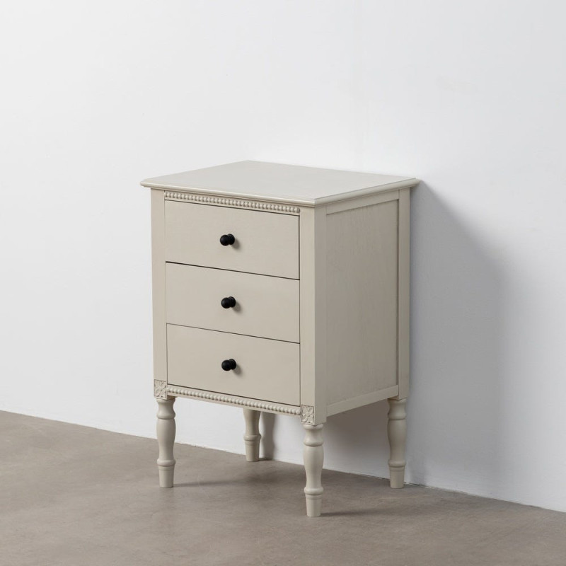 Chevet romantique chic 3 tiroirs en Bois de pin Bois MDF Gris clair Nava - 6