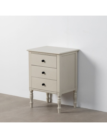 Chevet romantique chic 3 tiroirs en Bois de pin Bois MDF Gris clair Nava - 6