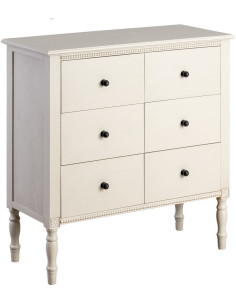 Commode 6 tiroirs gris clair pin et MDF 75x33x75 cm Nava Ixia - 1