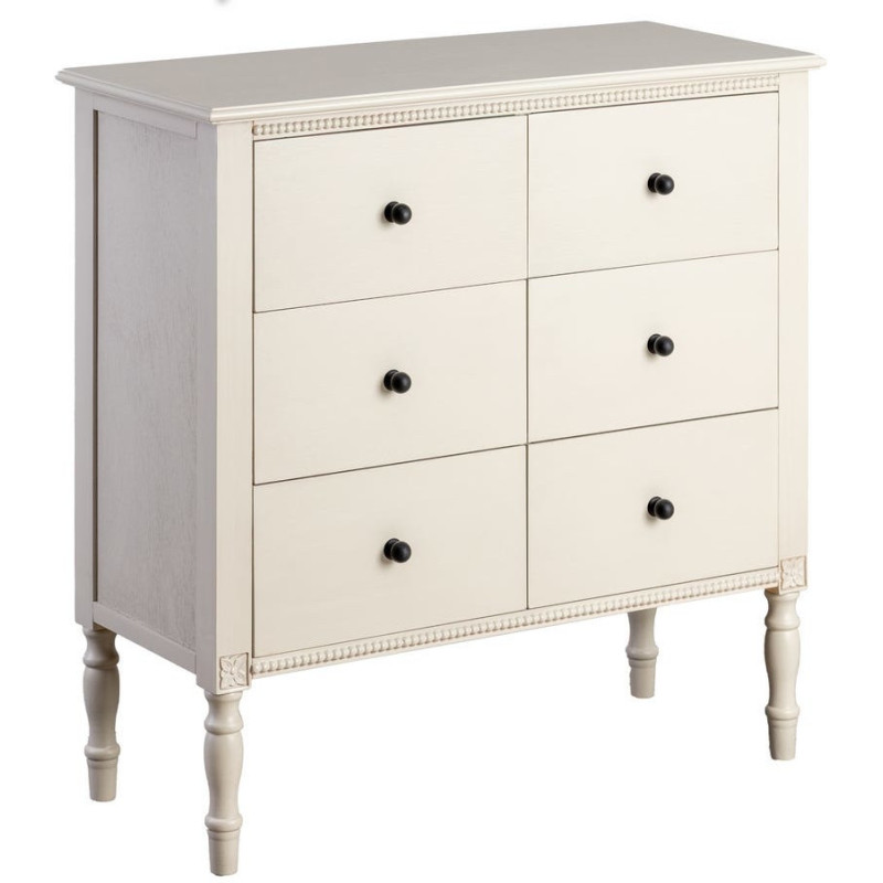 Commode 6 tiroirs gris clair pin et MDF 75x33x75 cm Nava Ixia - 1