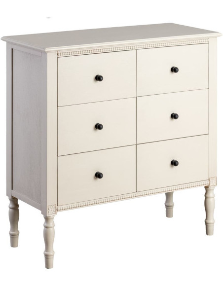 Commode 6 tiroirs gris clair pin et MDF 75x33x75 cm Nava Ixia - 1