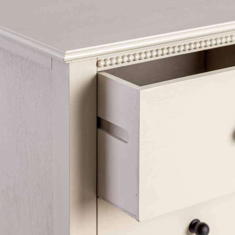 Commode 6 tiroirs gris clair pin et MDF 75x33x75 cm Nava Ixia - 3